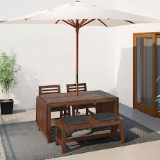 applaro table 2 armchairs and bench outdoor brown stained ikea table et chaises de jardin banc exterieur table et chaises
