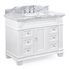 White marble top for a white bathroom vanity. Elizabeth 42 Traditional Bathroom Vanity With Carrara Marble Top Kitchenbathcollection