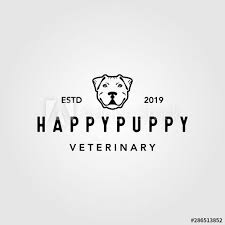 Happy Puppy Dog Pet Vintage Logo Vector Illustration Design Veterinary Animal Art Background B Vector Illustration Design Vintage Logo Vector Logo