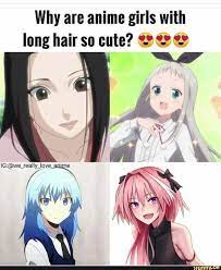 Why Are Anime Girls With Long Hair So Cute 9 W Anime Memes Funny Anime Memes Yandere Anime