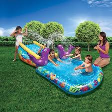 Banzai Kid Toddler Outdoor Inflatable My First Water Slid Https Www Amazon Com Dp B07b9ftwy4 Ref Cm Sw R Splash Pool Inflatable Water Park Toddler Outdoor