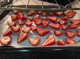 Then spread 1.25 cups on a cookie sheet. Oven Dried Strawberries Recipe