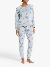 John Lewis Partners Snowflake Fleece Twosie Pyjama Set Grey At John Lewis Partners