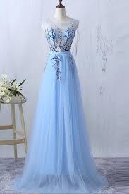 New Arrival Light Blue Flower Appliques Real Photo See Through Prom Dresses Formal Dress Ld1115 Prom Dresses Sleeveless See Through Prom Dress Prom Party Dresses