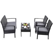 4 Pcs Patio Rattan Wicker Furniture Set Material Iron Rattan Cotton Tempere Rattan Patio Furniture Outdoor Wicker Furniture Outdoor Patio Furniture Sets
