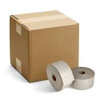 Pack of 10 White Reinforced Water Activated Tapes 3" x 450'. Gummed Tape  for Corrugated Cartons. Kraft Box Tape with Permanent Adhesion. Paper Tape  ...