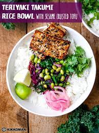 Teriyaki Takumi Rice Bowl With Sesame Crusted Tofu Recipe Easy Vegetarian Dinner Fresh Veggies Go Veggie