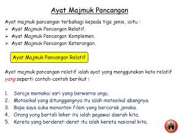 Kata yang berfungsi untuk menghubungkan klausa utama dengan klausa yang menjadi keterangan. Ayat Majmuk Ayat Majmuk Pancangan Relatif Ayat Majmuk Gabungan Ppt Download