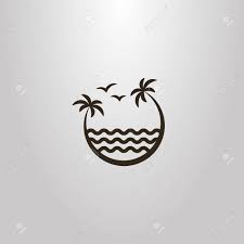 Ocean artwork ebbs and flows with any personal decorating style but black and white photography is timeless. Black And White Simple Vector Sign Of Two Palm Trees Leaning Royalty Free Cliparts Vectors And Stock Illustration Image 114577555