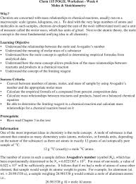 Chem 115 Pogil Worksheet Week 4 Moles Stoichiometry Pdf Free Download
