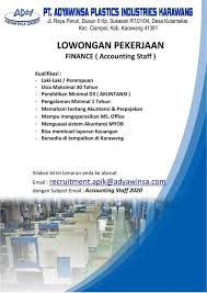 Feb 09, 2021 · alamat : Loker Pt Adyawinsa Plastics Industries Karawang 2020 Random Email Loker