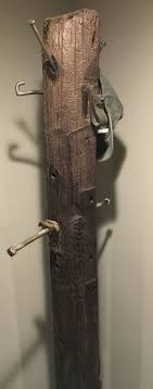 Coat And Hat Rack Made Out Of Old Telephone Pole And Hardware Hat Rack Coat And Hat Rack Reclaimed Furniture