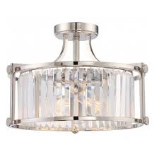 Semi flush ceiling lights mount to the ceiling by a canopy and the shade is slightly suspended instead of it being mounted flush against the ceiling. Nuvo Krys 3 Light Crystal Semi Flush Fixture Polished Nickel Nuvo 60 5763 Homelectrical Com