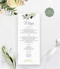 Olive Greenery Menu Card Template Wedding Olive Menu Card Printable Dinner Template Card Table De In 2020 Wedding Invitations Diy Menu Card Template Menu Cards