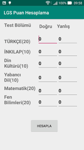 Öğrencinin net sayısı o teste ait belirlenen puan katsayısının çarpılmasıyla elde edilir. Android Icin Lgs Puan Hesaplama Apk Yi Indir
