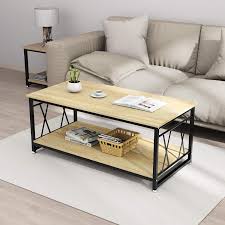 How to choose the right coffee table. Buy Coffee Table 47 Inch Cocktail Tables Living Room Center Tables With Storage Shelf Modern Industrial Style Rectangular Wood Grain Coffee Accent Table With Metal Frame Sturdy And Easy Assembly Online In Turkey B08fd5l57v