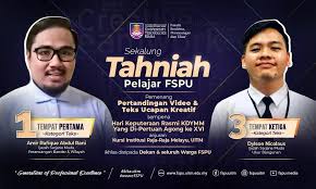 Diploma perancangan bandar dan wilayah (institut teknologi mara) ijazah sarjana muda perancangan bandar dan wilayah (universiti teknologi malaysia) sarjana sains encik ami faizul bin yaacob pengarah perkhidmatan bandar dan kesihatan amifaizulatmptaipingdotgovdotmy. Pelajar Fspu Menang Pertandingan Video Teks Ucapan Kreatif Uitm News Hub