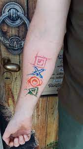 watercolor playstation buttons tattoo video playstation tattoo button tattoo gaming tattoo