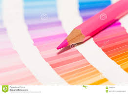 Red And Pink Colored Pencils And Color Chart Of All Colors