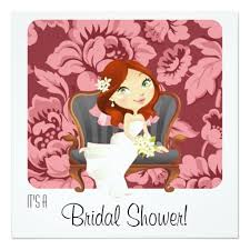 Cute Cartoon Bride Bridal Shower Invitation Illustrated Wedding Invitations Bridal Shower Invitations Bridal Shower Cards