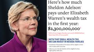 Warren buys ad in Sheldon Adelson newspaper showing how much he would pay  under her wealth tax
