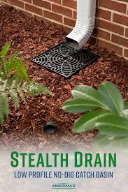 Amerimax 12 Inch No Dig Low Profile Catch Basin Downspout Extension Kit Black Backyard Drainage Yard Drainage Landscape Drainage