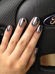 Black And Grey Nails Black Grey Mirror Metallic Nail Art Metallic Nails Mirror Nails