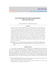 Pdf Business Process Reengineering A Recent Review