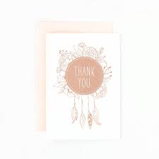Custom thank you cards are handy to have after an event like a wedding or shower, and a wonderful way to say thanks for reasons big and small every day. Dreamcatcher Thank You Card Peach Paper Design