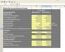 Denn die verwendung eines lieferscheines hat viele vorteile. Statische Investitionsrechnung Excel Tool