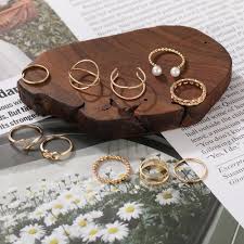 Punk Ring Set 10pcs For Women Vintage Adjustable For Girls Pearl Punk Snake 2021 New Trendy Fashion Jewellery Shopee Brasil