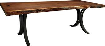 It has never been easier to have your own custom live edge dining tables, or kitchen tables, or conference tables s made to fit your unique space. Live Edge Dining Table With Metal Base From Dutchcrafters Amish