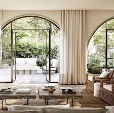 Love How The Curtains Match The Wall And The Eye Is Drawn To The View Also Love All The Privacy Architecture Maison Moderne Maison De Vacances Maison Style
