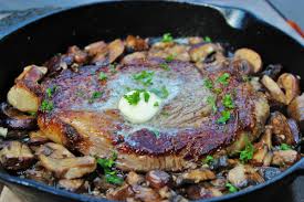 How to cook rib eye steak cast iron. Cast Iron Ribeye With Garlic Mushrooms Only In Arkansas
