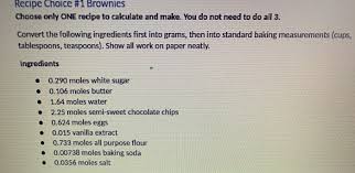 solved recipe choice 1 brownies