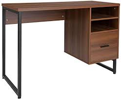 Amazon Com Flash Furniture Lincoln Collection Home Office Computer Desk Rustic Wood Grain Finish Kitchen Dining