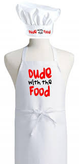 Funny Apron And Chef Hat Set Dude With The Food Chef Wear For Etsy Funny Aprons Aprons For Men Cooking Apron