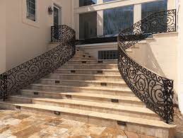 Smith offers bending rail in most of our handrail profiles. Elegant Gold Detail And Curved Exterior Stair Compass Iron Works