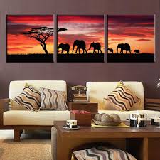 شحن مجاني أفريقيا الرسم على قماش 3 صور زيتية الفيلة الأفريقية غرفة المعيشة اللوحة الزخرفية ف African Living Rooms African Themed Living Room Living Room Themes