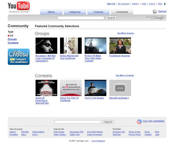 YouTube in 2007 - Web Design Museum