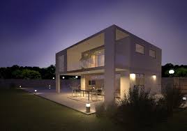 3d Visualization From Cinema 4d Modern House In Style Villa On Eventing View Architecture House Modern House House Styles