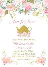 Tea For Two Baby Shower Invitation Twin Girl Baby Shower Etsy Baby Shower Invites For Girl Gold Baby Shower Invitations Twin Girls Baby Shower