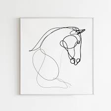 Line Illustration Personalized Gift Sketches Horse Etsy Abstract Line Art Line Art Drawings Horse Art Print