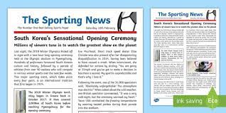 Examples of other newspaper articles. Ks2 Winter Olympics 2018 Wagoll Example Newspaper Report