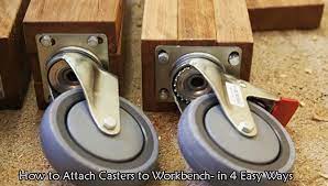 Place the casters in position on the angle plates, with both swiveling casters on the same end of the cabinet, above the handle. Attach Casters To Workbench Legs 4 Easy Methods Fast