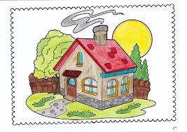 يضع طين عابر رسمة بيت للاطفال comertinsaat com