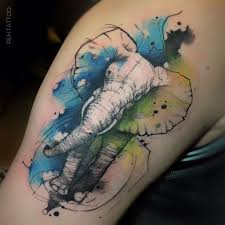Elephants are also seen as blessings upon. Watercolor Elephant By Renata Henriques At Skink Tattoo In Sao Paulo Brazil Cute Elephant Tattoo Elephant Tattoo Design Watercolor Elephant Tattoos