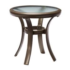 Hampton Bay Commercial Grade Aluminum Brown Outdoor Patio Round Side Table Fta60762b The Home Depot Outdoor Side Table Outdoor Patio Side Table Patio Side Table