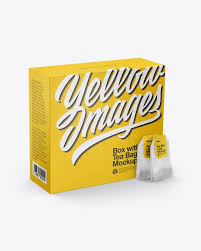 Box With Two Tea Bags Mockup Half Side View High Angle Shot In Box Mockups On Yellow Images Object Mockups Bag Mockup Mockup Free Psd Mockup