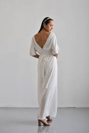 Hera Open Back Dress Simple Wedding Dress Wedding Wrap Dress Silk Wedding Dress